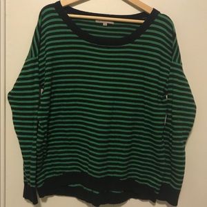 Green and Navy Striped Sweater